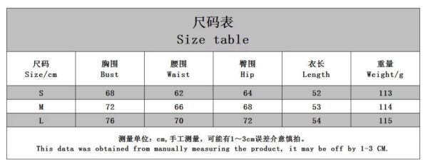 Guide size table